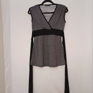 Women's Kiabi Woman Black &‎ White Tie Waist Sleeveless Blouse Size 38/40